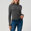 Women's Relaxed Fit Mock Neck Solid Top | Dark Charcoal